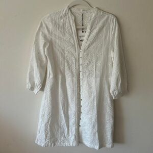 NWT Zara White Eyelet Boho Dress – Summery Feminine Style